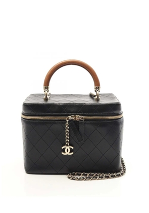 CHANEL Pre-Owned 2018-2019 Large Quilted Lambskin Knock On Wood Vanity Case satchel - Black