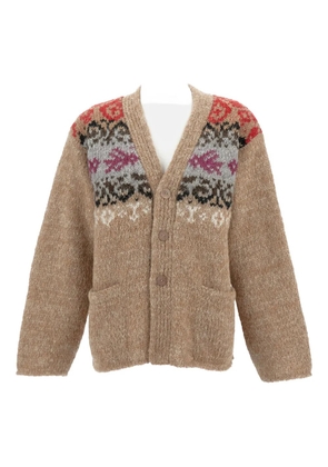 THIBAULT VAN DER STRAETE jacquard-pattern V-neck cardigan - Neutrals