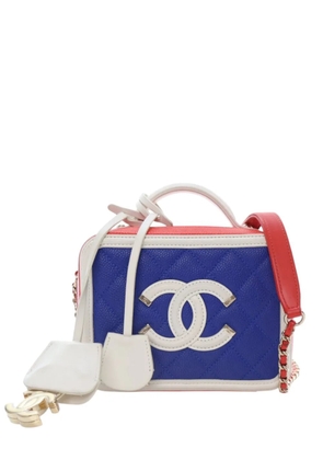 CHANEL Pre-Owned 2018-2019 Small Tricolor Caviar CC Filigree Vanity Case satchel - Blue
