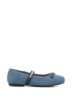 Love Moschino bow-detail strap ballet flats - Blue