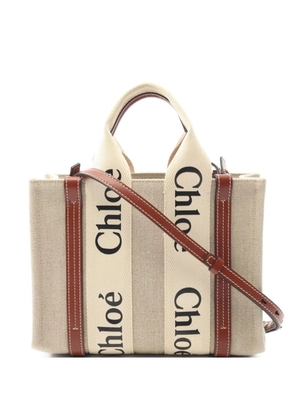 Chloé Pre-Owned 2010s Woody leather-trimmed handbag - Neutrals