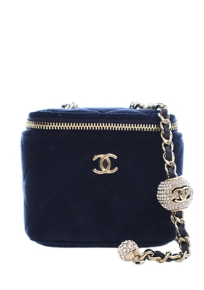 CHANEL Pre-Owned 2020 Mini Velvet Pearl Crush Vanity Case with Chain crossbody bag - Blue