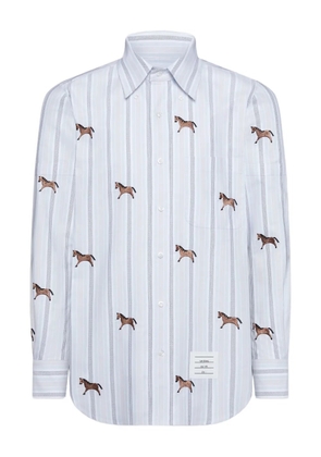 Thom Browne button-fastening horse-pattern shirt - Blue