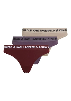 Karl Lagerfeld logo-print thongs (pack of three) - Red