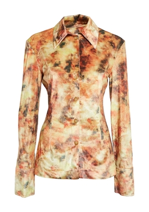 Nanushka velvet floral shirt - Yellow