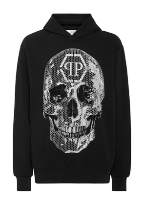 Philipp Plein skull-rhinestone hoodie - Black