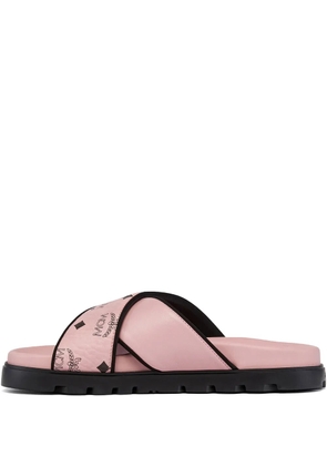 MCM logo-motif flat sandals - Pink