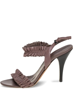 Burberry Pre-Owned leather ruffled sandals - Brown