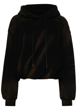 Juun.J waist shirring hoodie - Black
