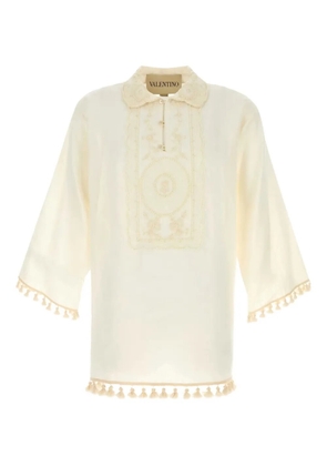 Valentino Garavani floral-embroidered shirt - Neutrals