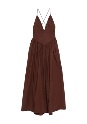Adriana Degreas V-neck gathered maxi dress - Brown