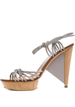 Sergio Rossi 125mm leather knotted platform sandals - Grey