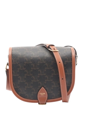 Celine Pre-Owned 2021-2025 Medium Triomphe Coated Canvas Folco crossbody bag - Black