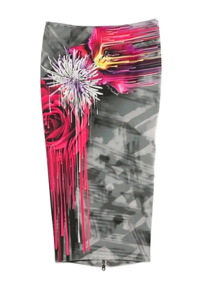 Gemy Maalouf floral-print zip-front skirt - Grey