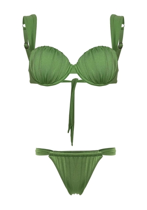 Noire Swimwear Cheeky ruched bikini set - Green