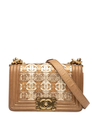CHANEL Pre-Owned 2014-2015 Small Quilted Metallic Lambskin Interwoven CC Boy Flap crossbody bag - Brown