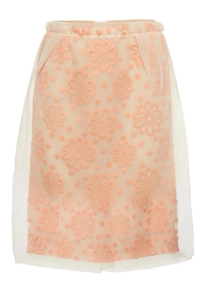 Louis Vuitton Pre-Owned Floral embroidered pencil skirt - Neutrals