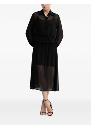 Sisley ruffled buttoned midi shirt dress - Black