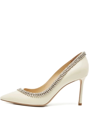 Jimmy Choo Pre-Owned 38 Romy crystal-embellishment leather pumps (10 cm) - Neutrals