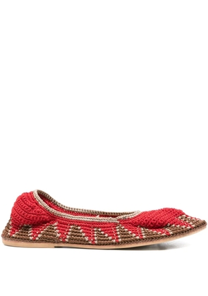 SLO_HAND_MADE crochet patterned ballet flats - Red