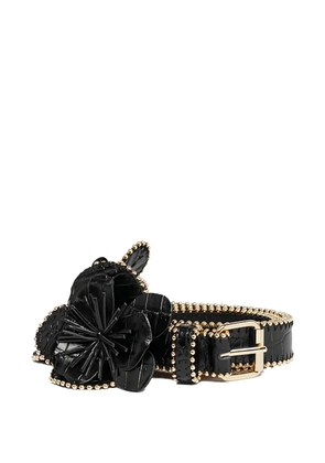 Anne Fontaine flower-embellished studded belt - Black