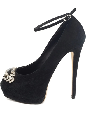 Giuseppe Zanotti Vintage 140mm crystal-embellished peep-toe pumps - Black
