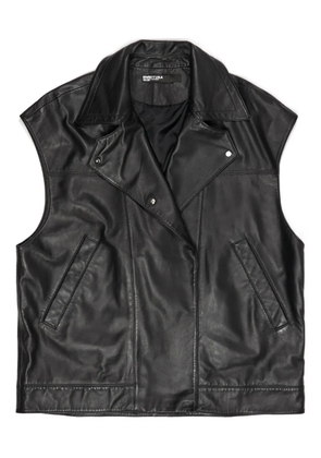 Bimba y Lola collared sleeveless leather gilet - Black
