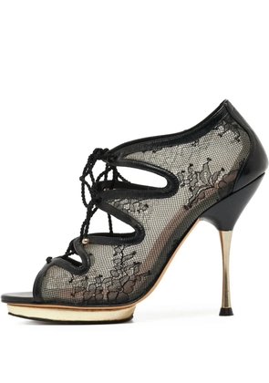 Carolina Herrera Vintage pre-owned 110mm lace-up mesh sandals - Black