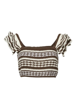 Tularosa 2020s striped ruffled top - Brown