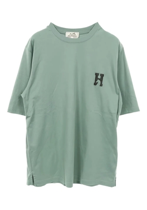 Hermès Pre-Owned 2010s leather-patch T-shirt - Green