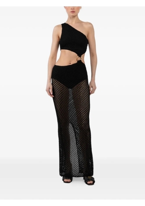 BANANHOT one-shoulder ring detail brie dress - Black