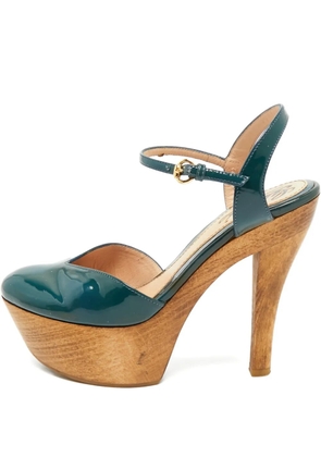 Gucci Pre-Owned 35 platform buckle sandals (12 cm) - Green