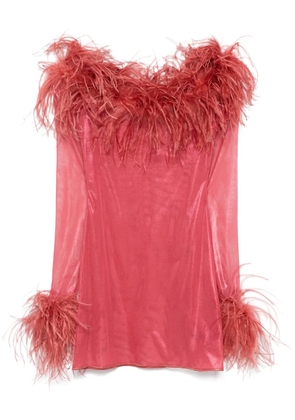 Oséree feather-trim mini dress - Red