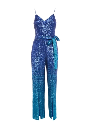 Dress the Population Black Label sleveeless sequin-embellishment belted jumpsuit - Blue