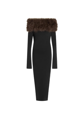16Arlington Canter feather-trim midi dress - Black