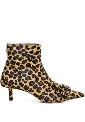 Essentiel Antwerp 45mm Ickle leopard-print buckle ankle boots - Brown