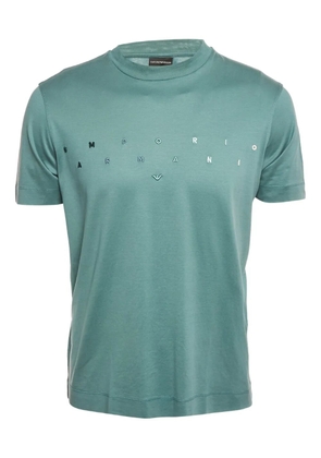 Emporio Armani Pre-Owned logo-embroidery jersey T-shirt - Blue