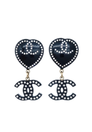 CHANEL Pre-Owned 2009 CC heart-motif clip-on earrings - Black