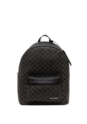 Karl Lagerfeld monogram-pattern zip backpack - Black