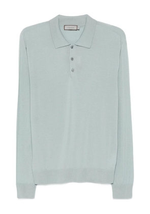 Canali buttoned long-sleeve polo shirt - Blue