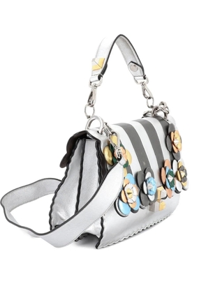 Fendi Pre-Owned Flowerland Kan I Bag Embellished Leather Medium shoulder bag - Grey
