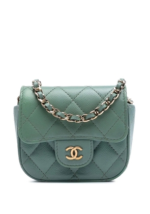 CHANEL Pre-Owned 2021 Micro Mini Classic Caviar Single Flap crossbody bag - Green