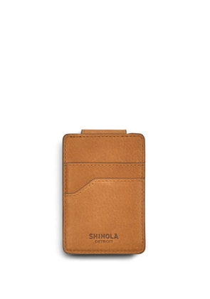 Shinola grained-leather magnetic money-clip card holder - Brown