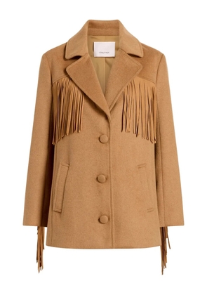 Cinq A Sept fringe-detail button coat - Brown