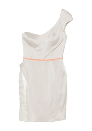 Gemy Maalouf one-shoulder sequin-embellishment mini dress - Neutrals