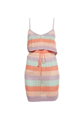 LOVERS + FRIENDS striped crochet skirt and top set - Purple