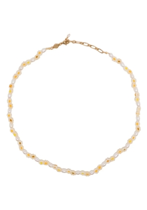 Anni Lu flower-motif beaded necklace - White
