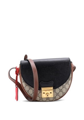 Gucci Pre-Owned Padlock Saddle Shoulder Bag GG Coated Canvas and Leather Small crossbody bag - Brown