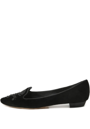 René Caovilla velvet-finish loafers - Black