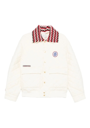 Drôle De Monsieur quilted logo-patch bomber jacket - White